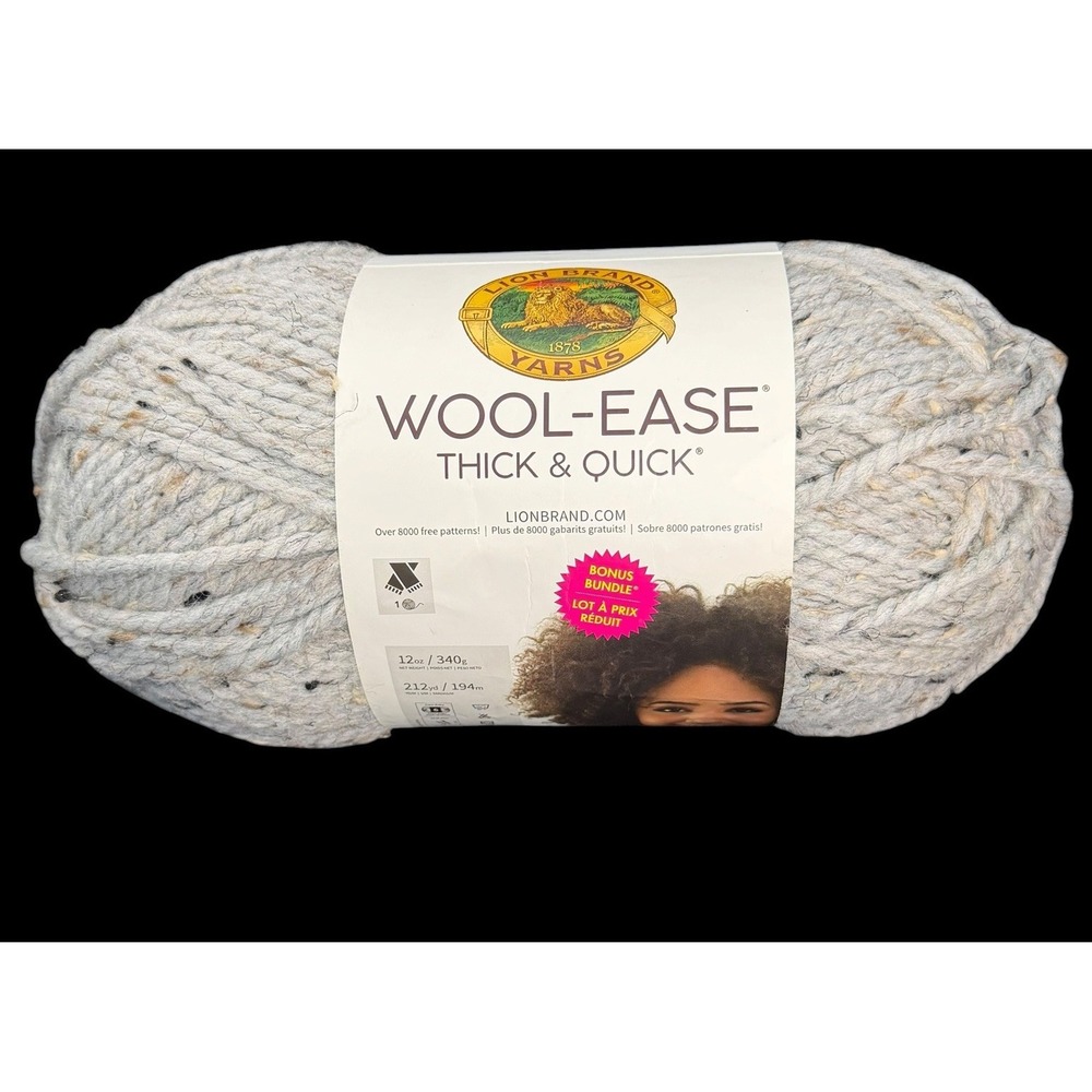 Lion Brand Wool-Ease Thick and Quick Bonus Bundle Double Size Skein Grey Marble